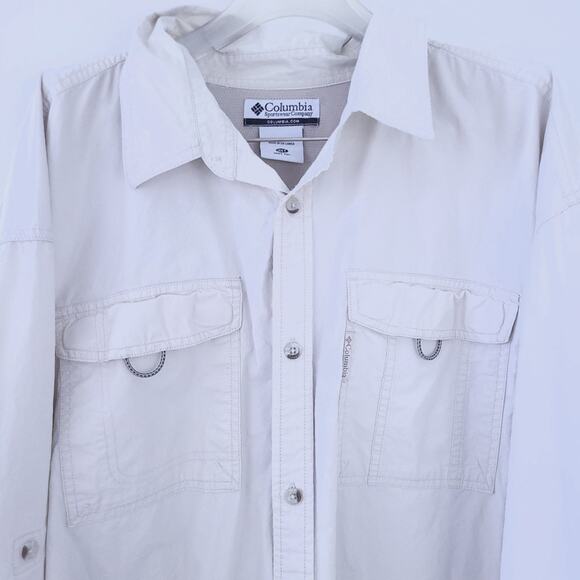 Columbia Button Down Shirt 3XT Tall Beige Collared Outdoor Hiking Gorpcore Vente - Picture 3 of 5